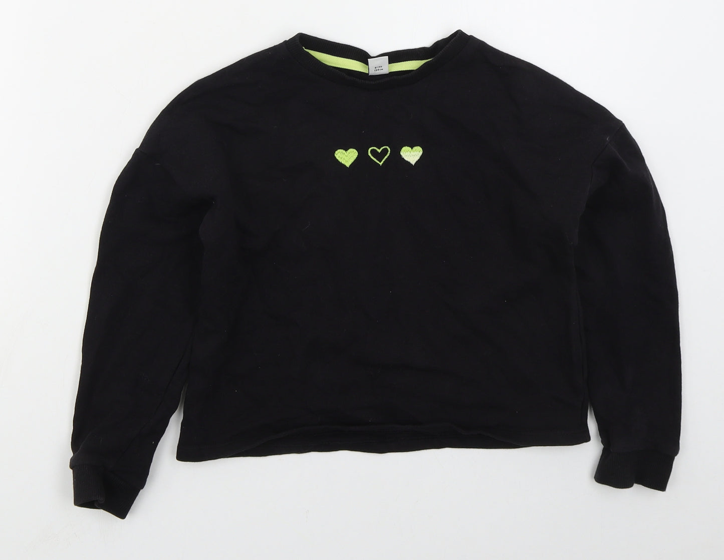 TU Girls Black  Cotton Pullover Sweatshirt Size 9 Years  Pullover - Hearts