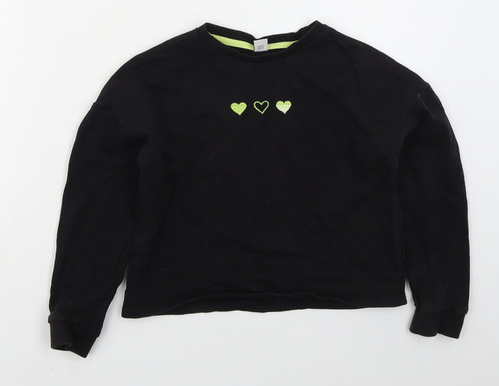 TU Girls Black  Cotton Pullover Sweatshirt Size 9 Years  Pullover - Hearts