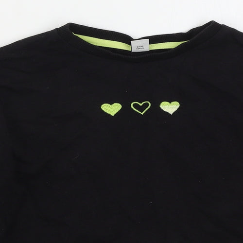 TU Girls Black  Cotton Pullover Sweatshirt Size 9 Years  Pullover - Hearts