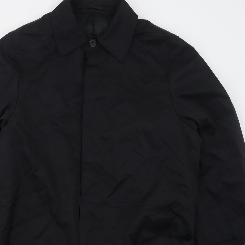 NEXT Mens Black   Overcoat Coat Size S  Button