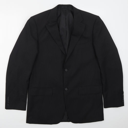 Taylor & Wright Mens Black Striped Polyester Jacket Suit Jacket Size 38