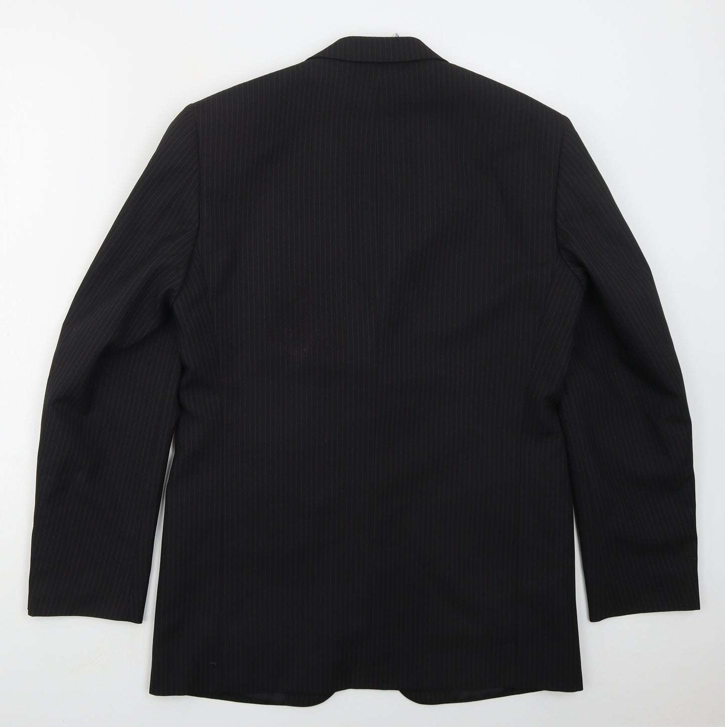 Taylor & Wright Mens Black Striped Polyester Jacket Suit Jacket Size 38