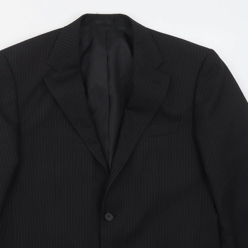 Taylor & Wright Mens Black Striped Polyester Jacket Suit Jacket Size 38
