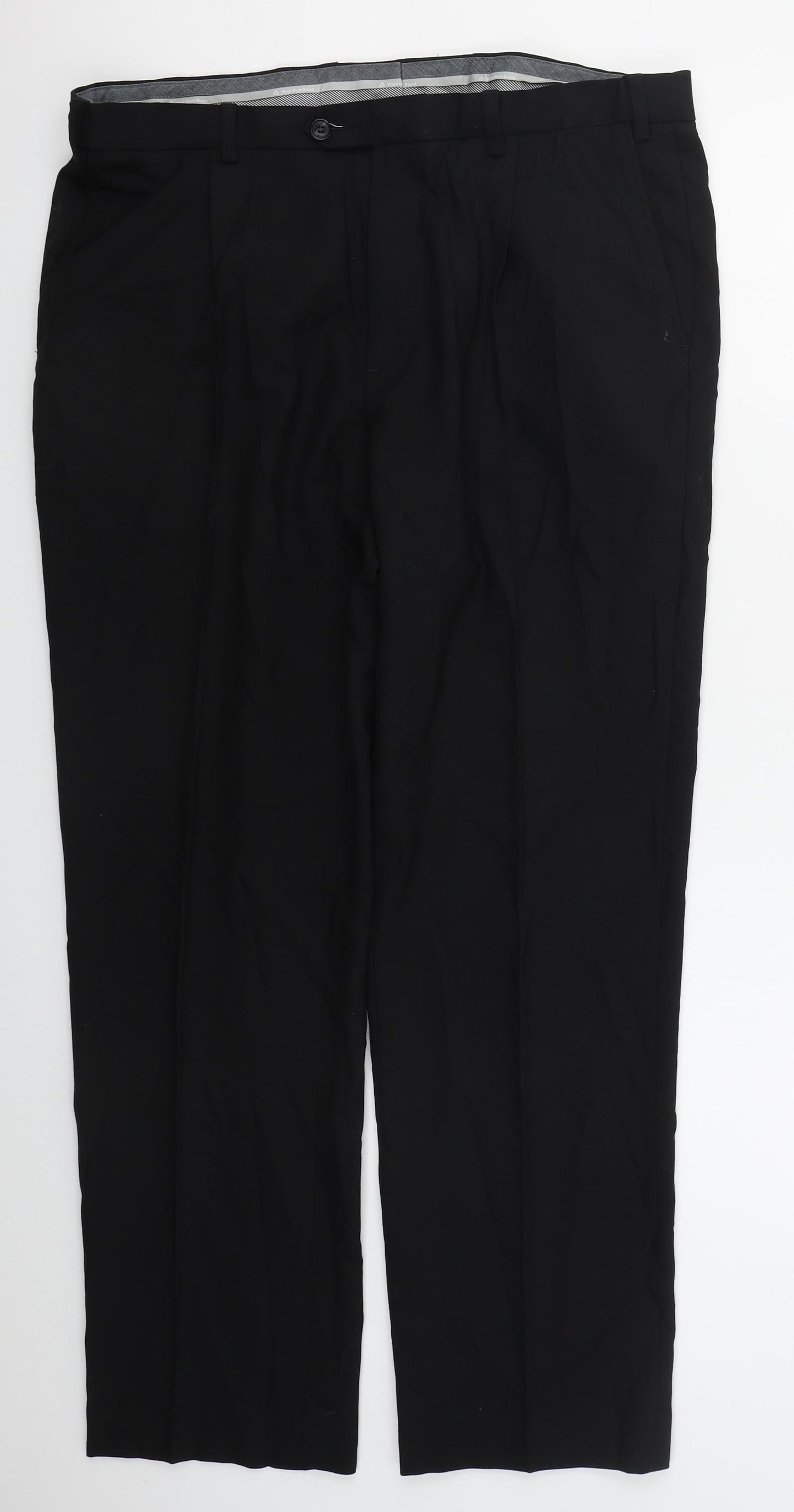 Marks and Spencer Mens Black  Polyester Trousers  Size 36 L30 in Regular Button