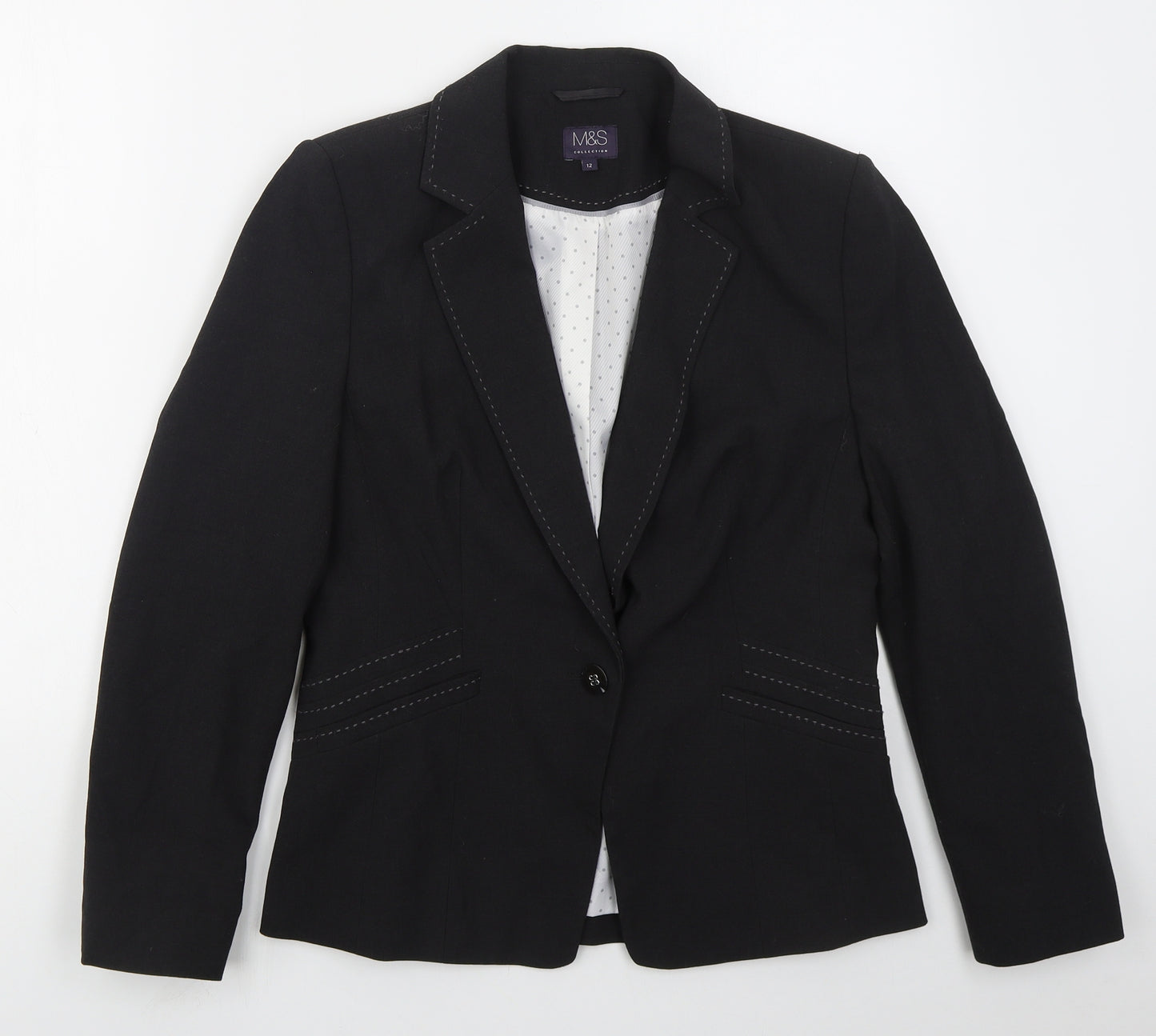 Marks and Spencer Womens Grey  Polyester Jacket Suit Jacket Size 12