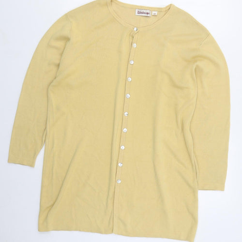Kaleidoscope Womens Beige Crew Neck  Viscose Cardigan Jumper Size 14
