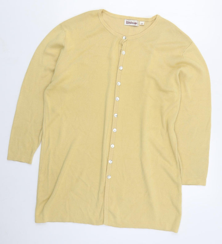 Kaleidoscope Womens Beige Crew Neck Viscose Cardigan Jumper Size 14