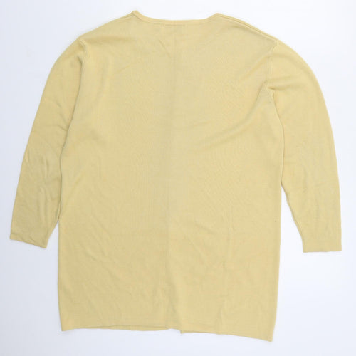 Kaleidoscope Womens Beige Crew Neck  Viscose Cardigan Jumper Size 14