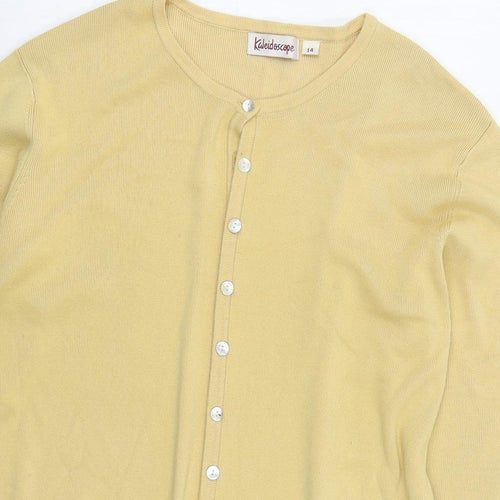 Kaleidoscope Womens Beige Crew Neck  Viscose Cardigan Jumper Size 14