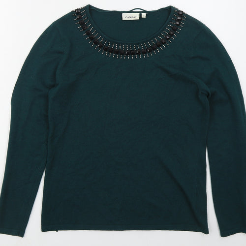 C&A Womens Green Round Neck  Polyester Pullover Jumper Size S