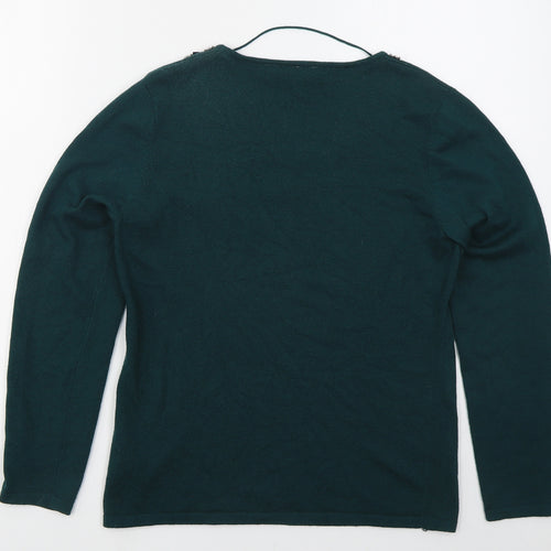 C&A Womens Green Round Neck  Polyester Pullover Jumper Size S