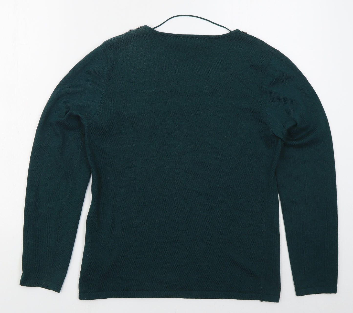 C&A Womens Green Round Neck  Polyester Pullover Jumper Size S