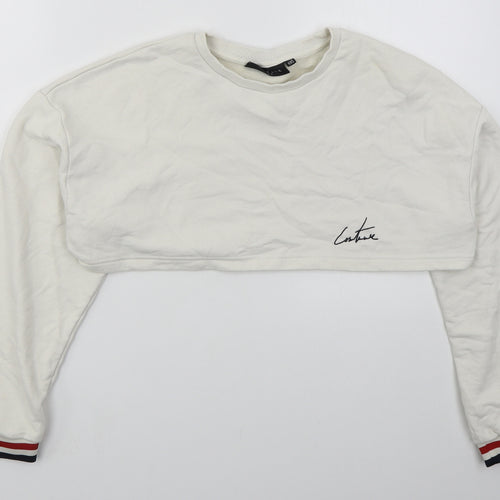 The Couture Club Womens White  Cotton Pullover Sweatshirt Size XS  Pullover