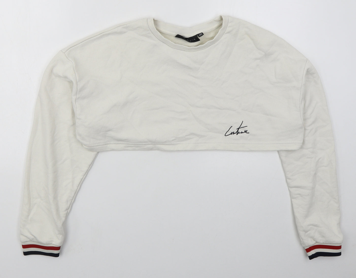 The Couture Club Womens White  Cotton Pullover Sweatshirt Size XS  Pullover