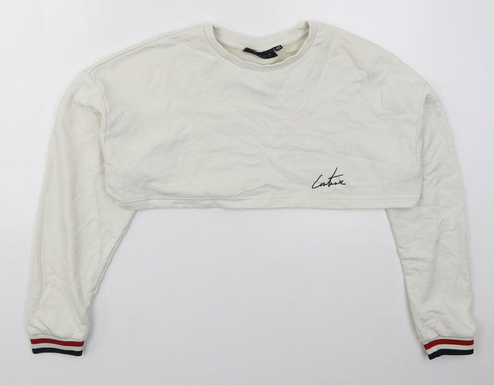 The Couture Club Womens White Cotton Pullover Sweatshirt Size XS Pullover