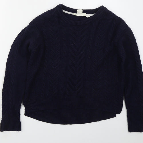 H&M Womens Blue Crew Neck  Cotton Pullover Jumper Size S