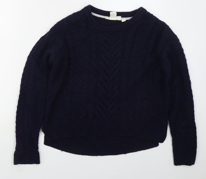H&M Womens Blue Crew Neck  Cotton Pullover Jumper Size S