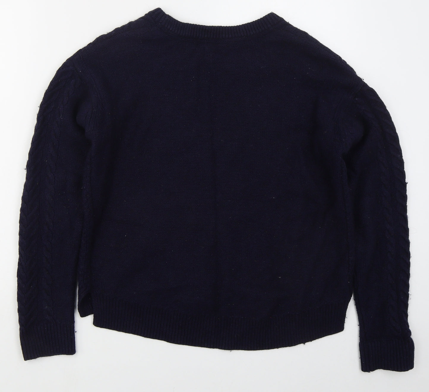 H&M Womens Blue Crew Neck  Cotton Pullover Jumper Size S