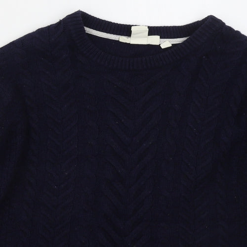 H&M Womens Blue Crew Neck  Cotton Pullover Jumper Size S
