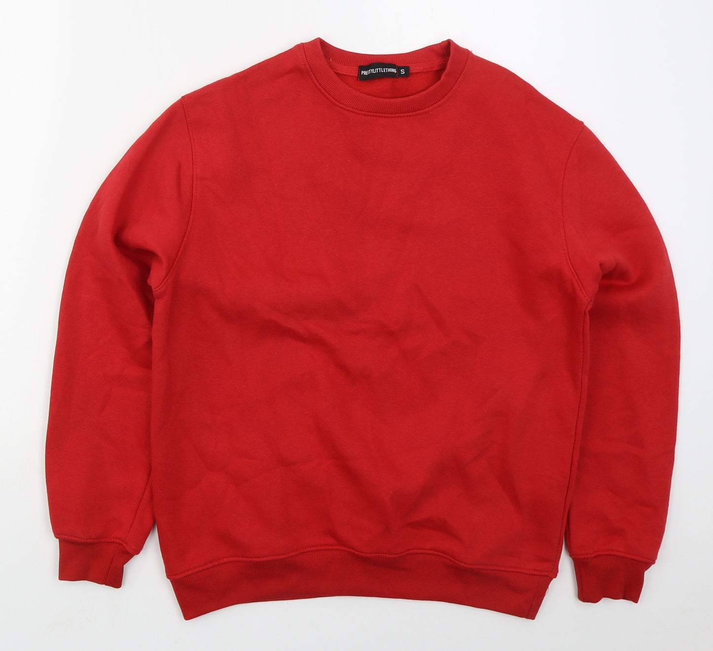 PRETTYLITTLETHING Womens Red  Cotton Pullover Sweatshirt Size S  Pullover