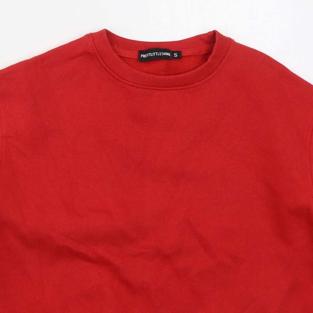 PRETTYLITTLETHING Womens Red  Cotton Pullover Sweatshirt Size S  Pullover