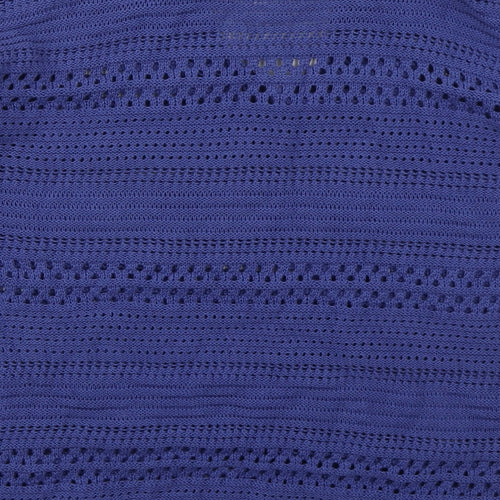 Papaya Womens Blue V-Neck  Cotton Pullover Jumper Size M