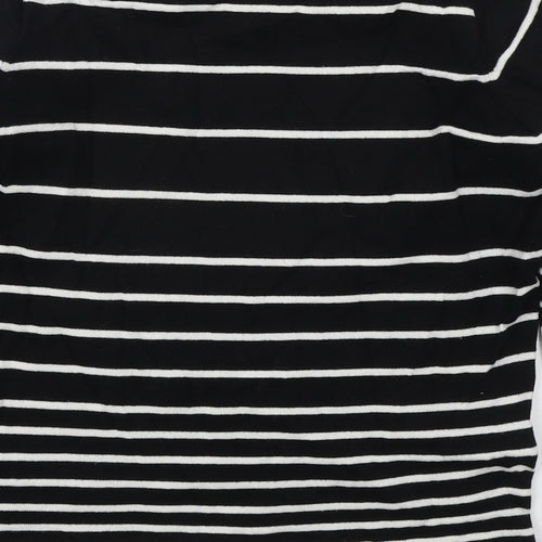 Isle Womens Black Crew Neck Striped Acrylic Pullover Jumper Size 10