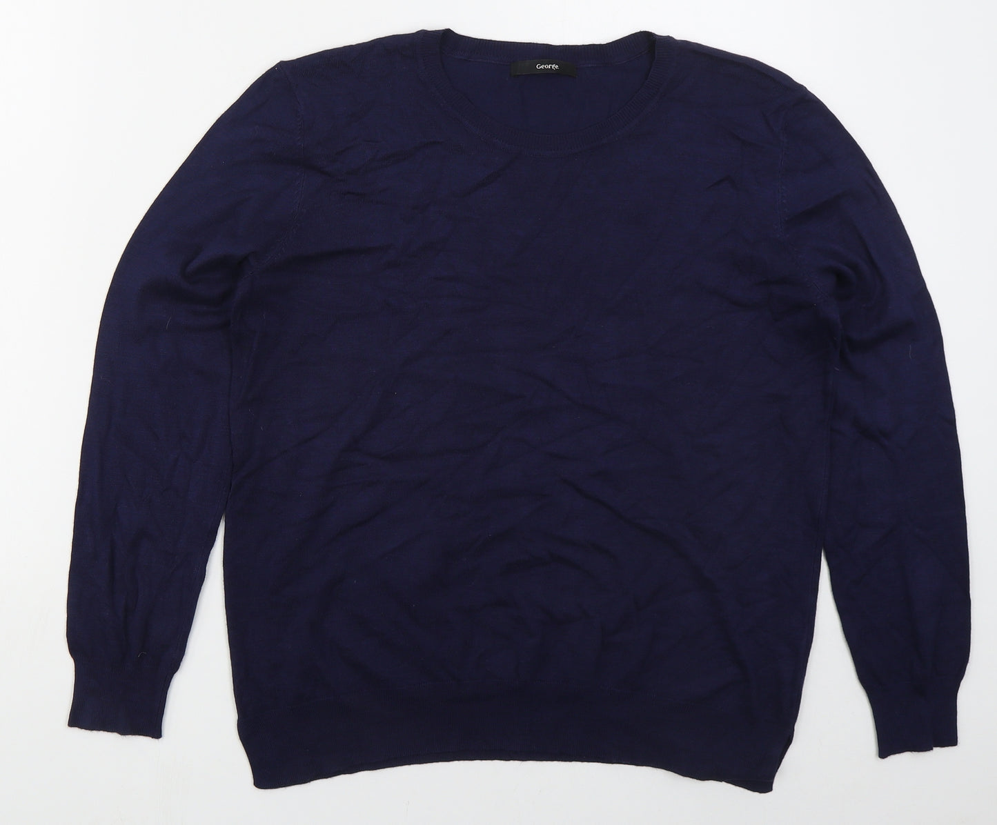 George Womens Blue Crew Neck  Viscose Pullover Jumper Size 14