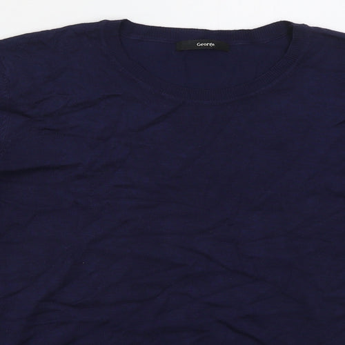George Womens Blue Crew Neck  Viscose Pullover Jumper Size 14