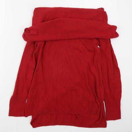 Shrinking Violet Womens Red Roll Neck  Cotton Pullover Jumper Size L
