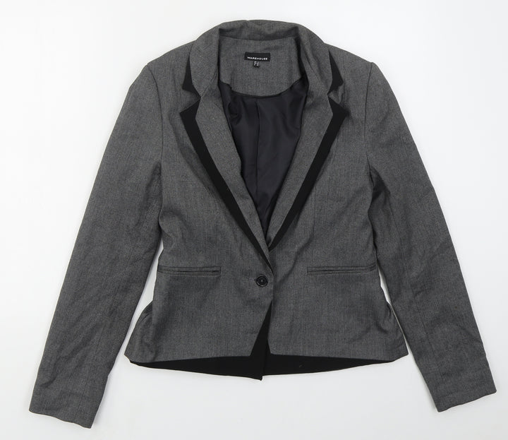 Warehouse Womens Grey Polyester Jacket Suit Jacket Size 12