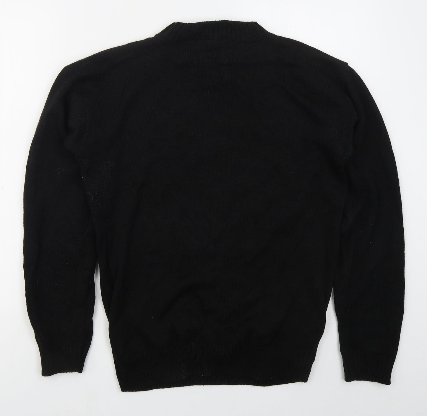 PRETTYLITTLETHING Womens Black Crew Neck  Acrylic Pullover Jumper Size 16   - Mistle-Ho