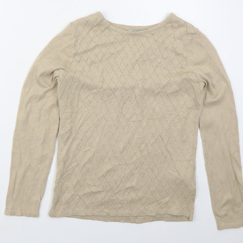 LC Waikiki Womens Beige Crew Neck Argyle/Diamond Acrylic Pullover Jumper Size S