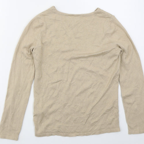 LC Waikiki Womens Beige Crew Neck Argyle/Diamond Acrylic Pullover Jumper Size S