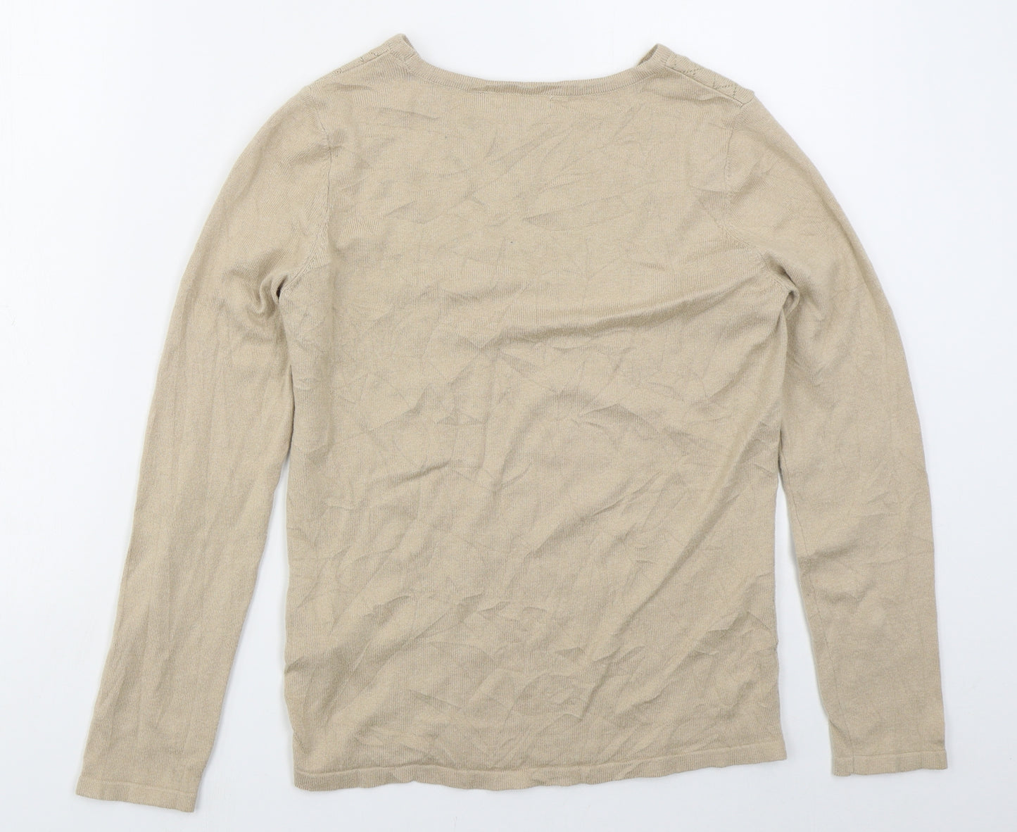 LC Waikiki Womens Beige Crew Neck Argyle/Diamond Acrylic Pullover Jumper Size S