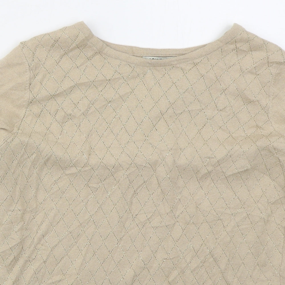 LC Waikiki Womens Beige Crew Neck Argyle/Diamond Acrylic Pullover Jumper Size S