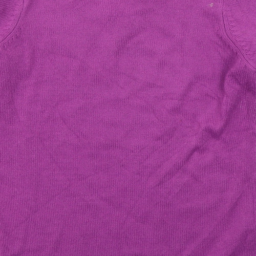 EWM Womens Pink V-Neck  Acrylic Pullover Jumper Size M