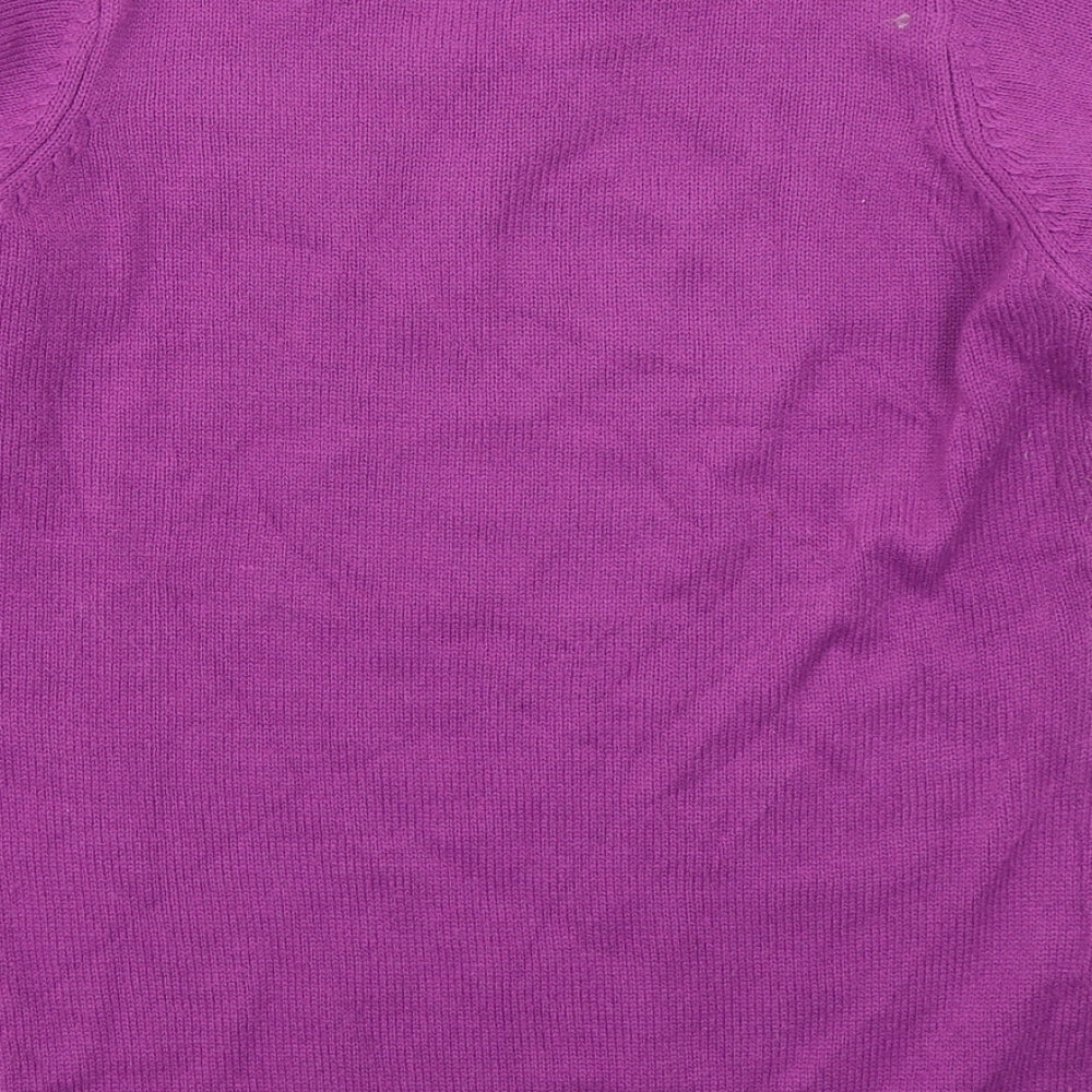 EWM Womens Pink V-Neck  Acrylic Pullover Jumper Size M