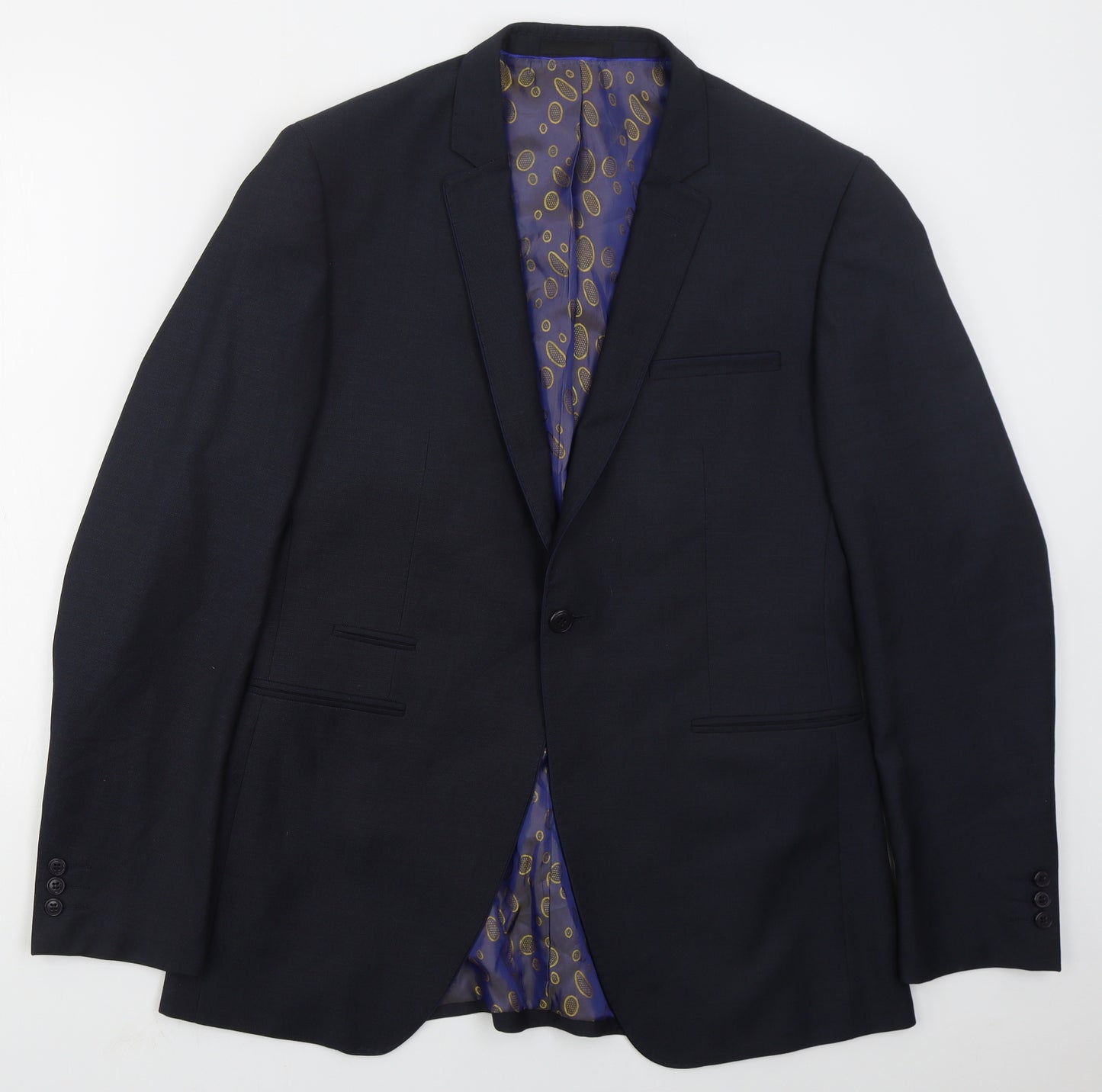 1860 Menswear Mens Blue  Polyester Jacket Suit Jacket Size 40