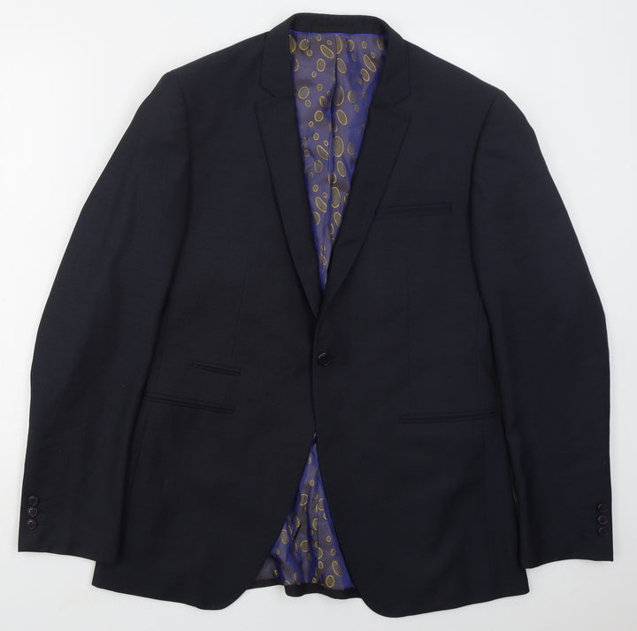 1860 Menswear Mens Blue  Polyester Jacket Suit Jacket Size 40