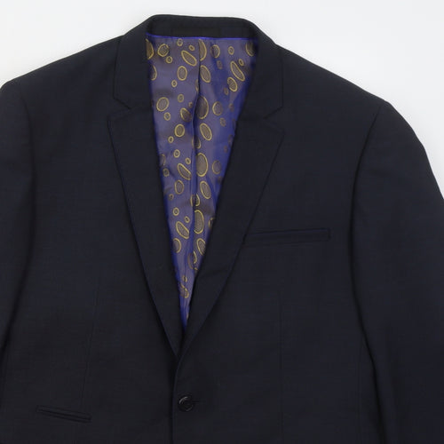 1860 Menswear Mens Blue  Polyester Jacket Suit Jacket Size 40