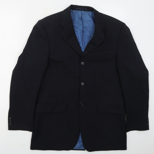 Karl Jackson Mens Blue  Wool Jacket Suit Jacket Size 38