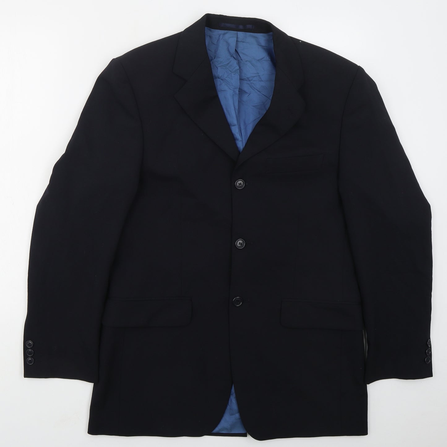Karl Jackson Mens Blue  Wool Jacket Suit Jacket Size 38