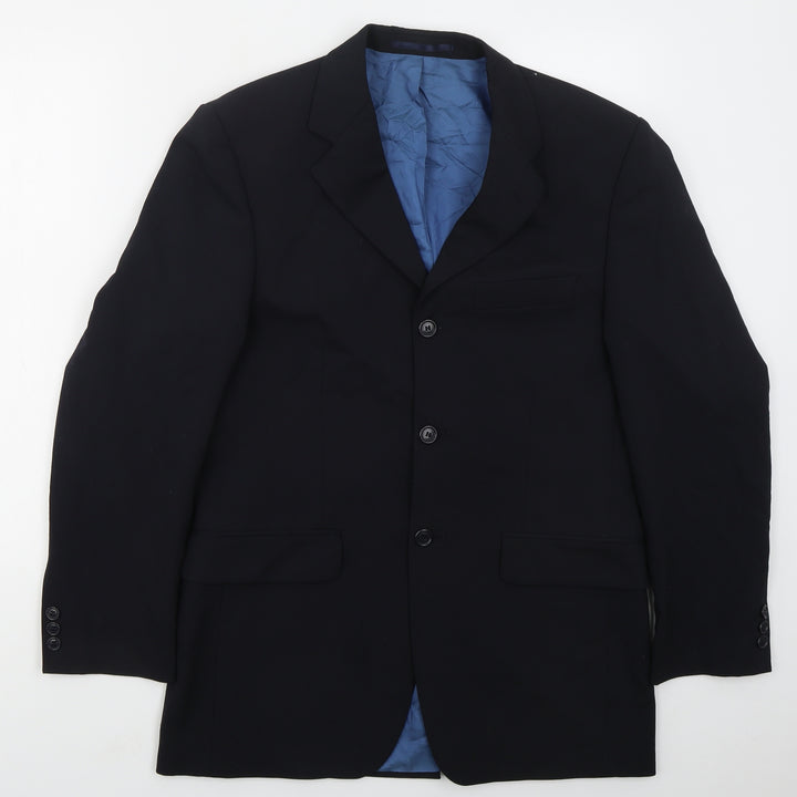 Karl Jackson Mens Blue  Wool Jacket Suit Jacket Size 38