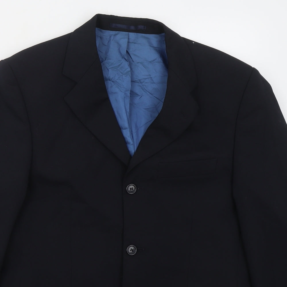 Karl Jackson Mens Blue  Wool Jacket Suit Jacket Size 38