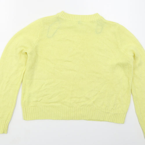 H&M Womens Yellow Crew Neck  Acrylic Pullover Jumper Size M