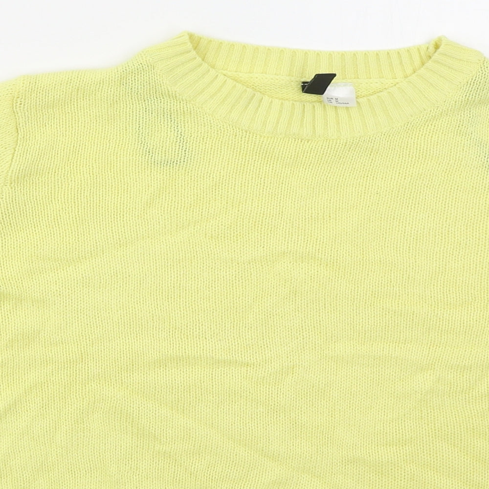 H&M Womens Yellow Crew Neck  Acrylic Pullover Jumper Size M