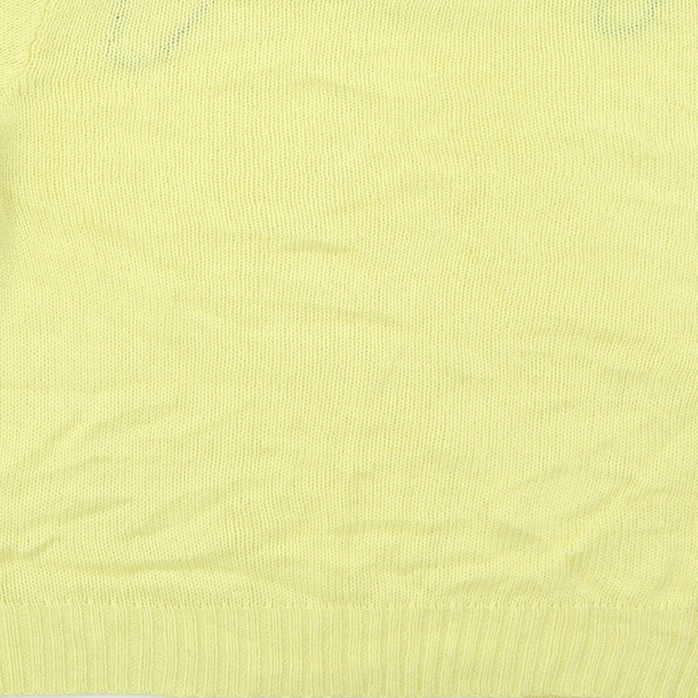 H&M Womens Yellow Crew Neck  Acrylic Pullover Jumper Size M
