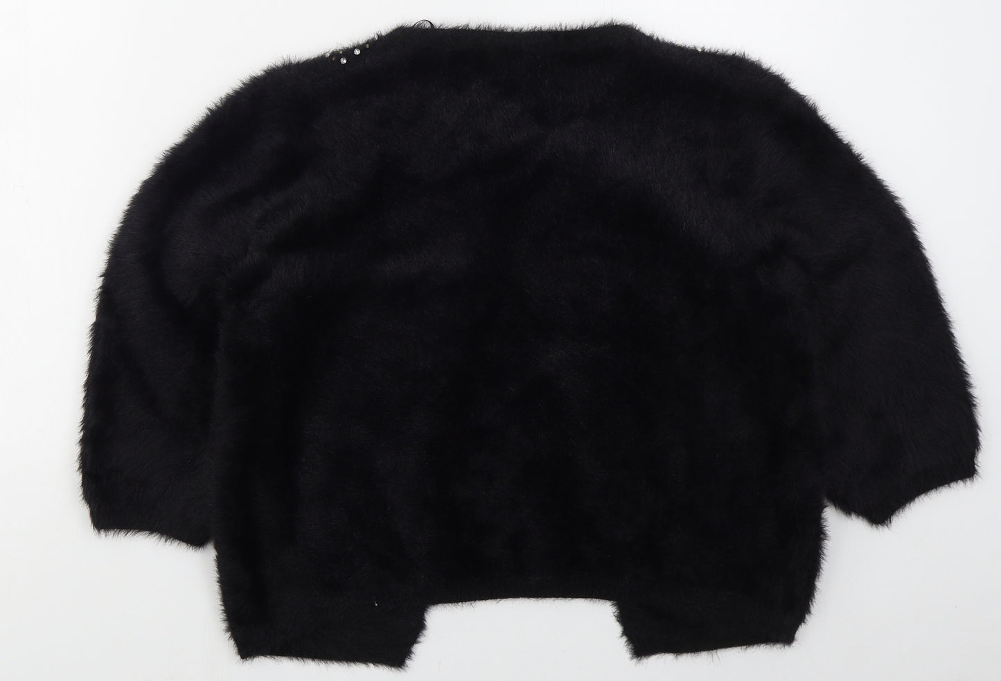 Hepburn Womens Black Round Neck  Nylon Cardigan Jumper Size M