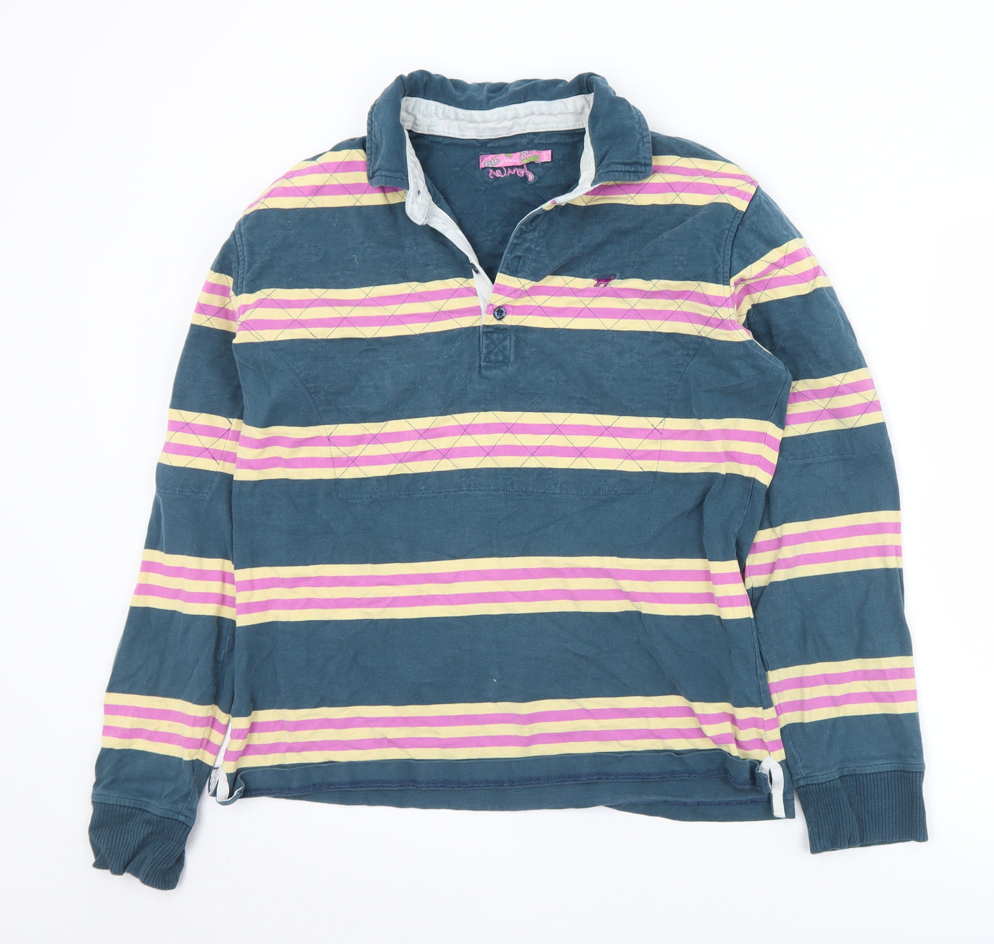Joules Womens Multicoloured Striped Cotton Jersey Polo Size 16 Collared
